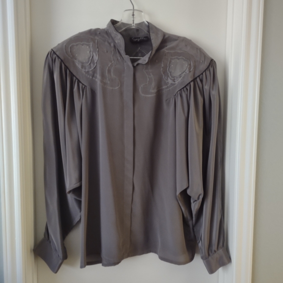 Blouse with silk and leather - Picture 1 of 4